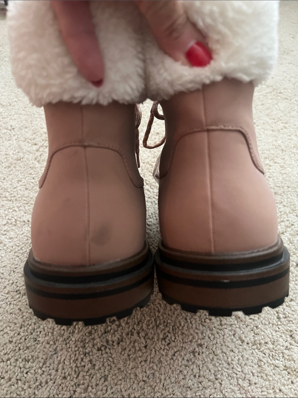 Torrid Blush Pink Nubuck Faux Suede Shearling Hiking Boots 9.5 W - Picture 4 of 7